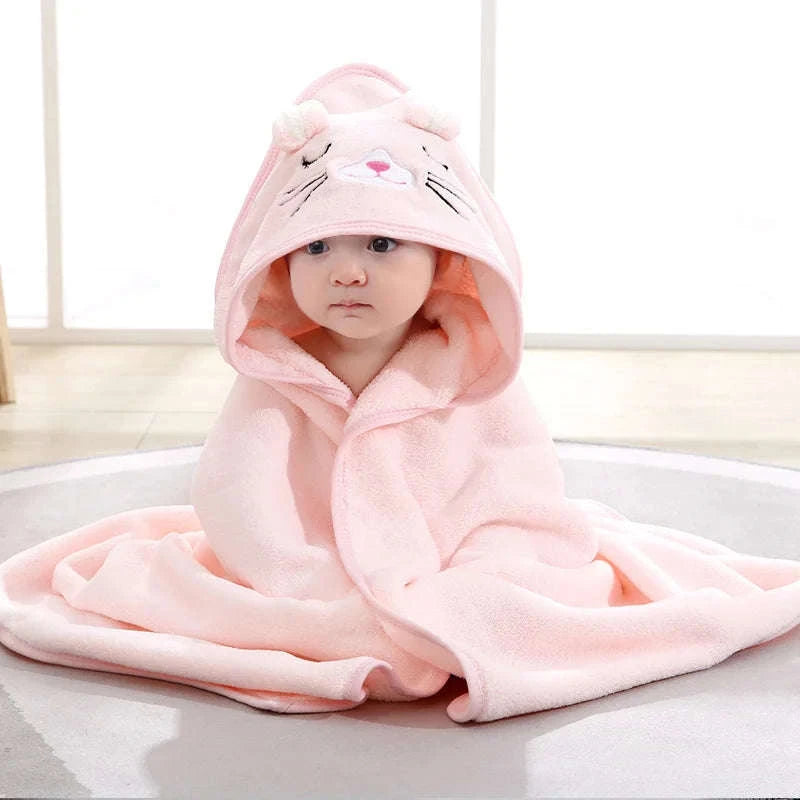 Soft Cartoon Animal Baby Hooded Towel-white bear