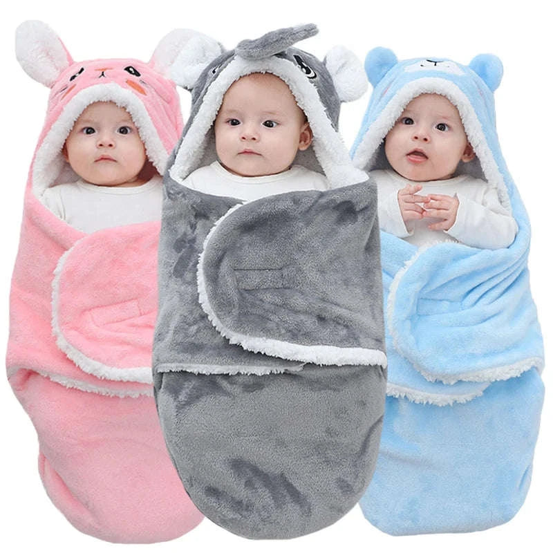 Soft Flannel Baby Sleepsack – Cozy Autumn Winter Wrap-Blue-bear / 0-3M