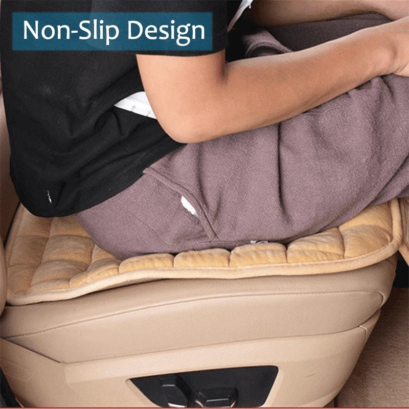 Soft Plush Car Seat Cover, Skin-Friendly, Anti-Slip, Universal Fit-Black Front 2pcs