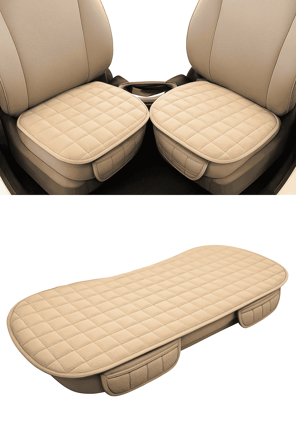 Soft Plush Car Seat Cover, Skin-Friendly, Anti-Slip, Universal Fit-Black Front 2pcs