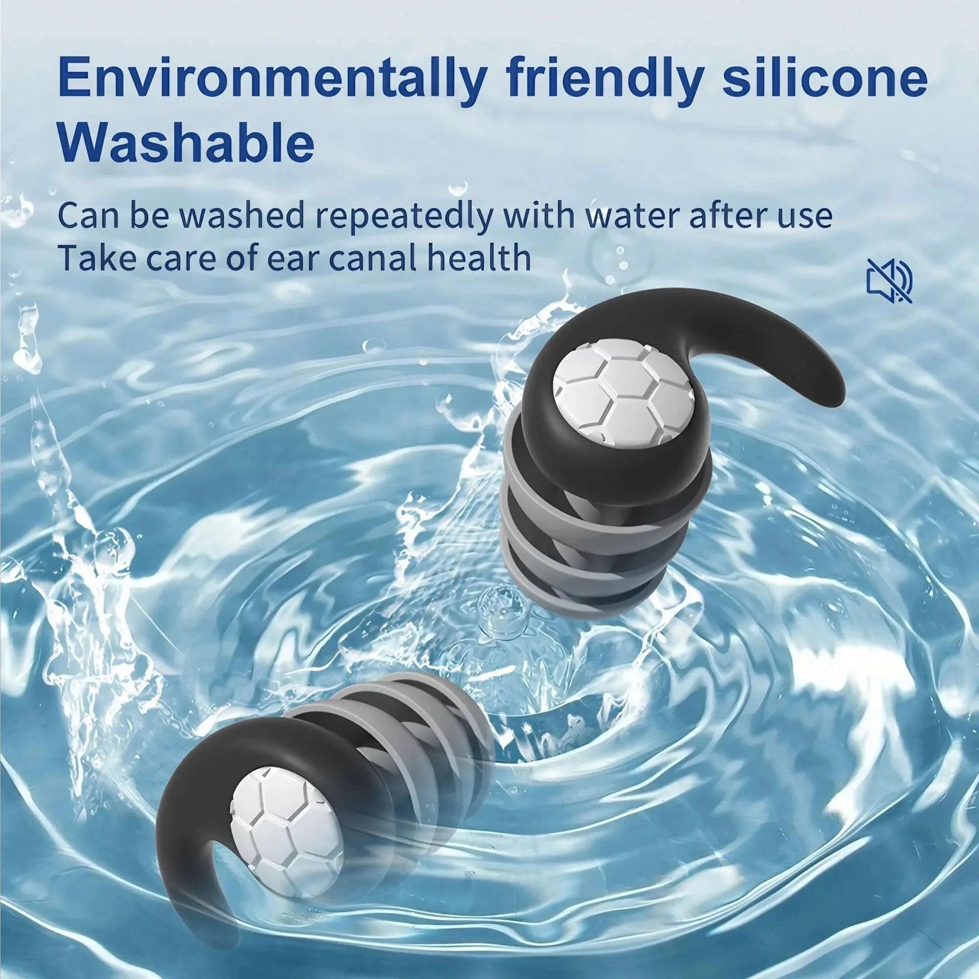 Soft Silicone Waterproof Earplugs for Noise Cancellation and Comfort-Blue