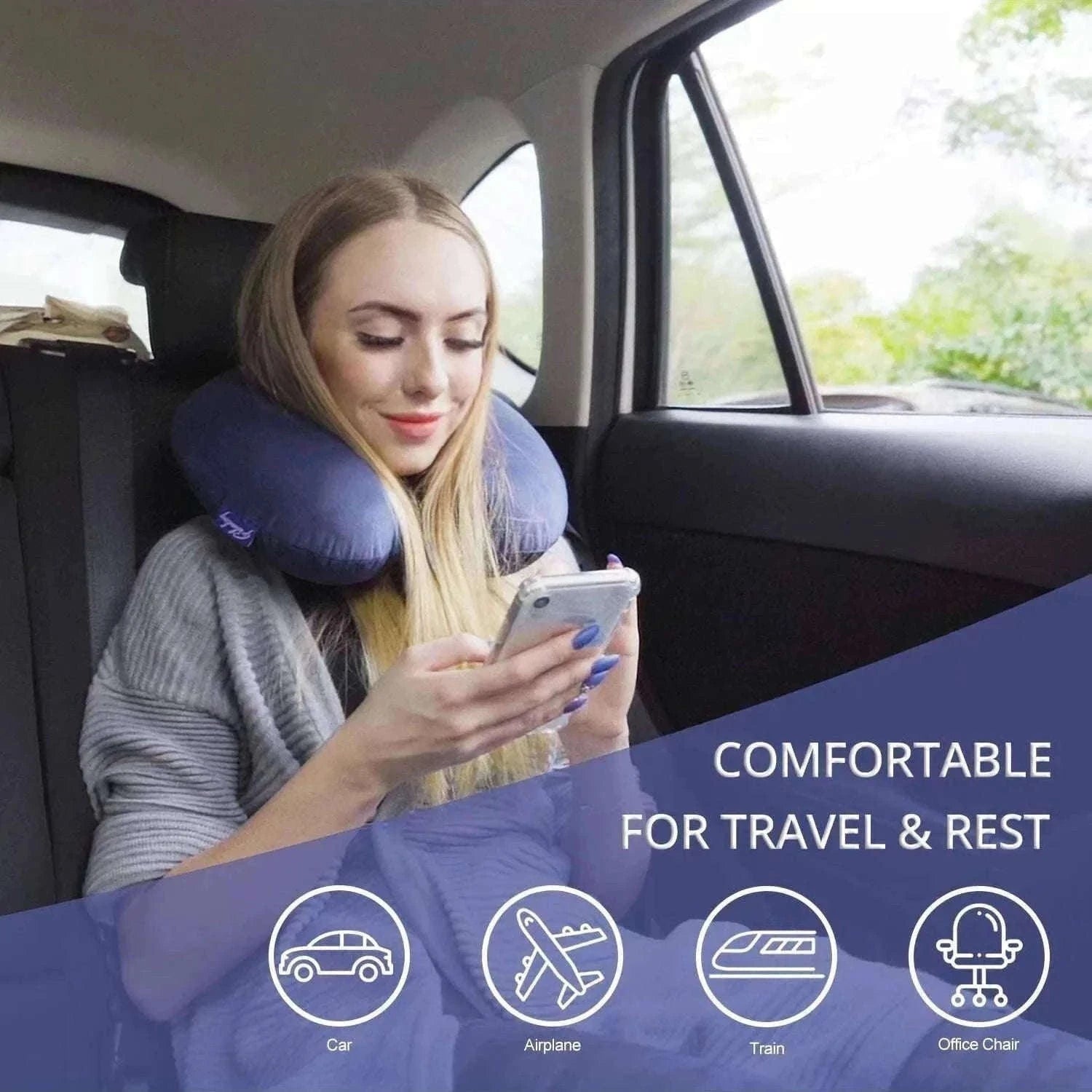 Soft Travel Pillow with Supportive Snap Strap-DARK GRAY / See below for size d