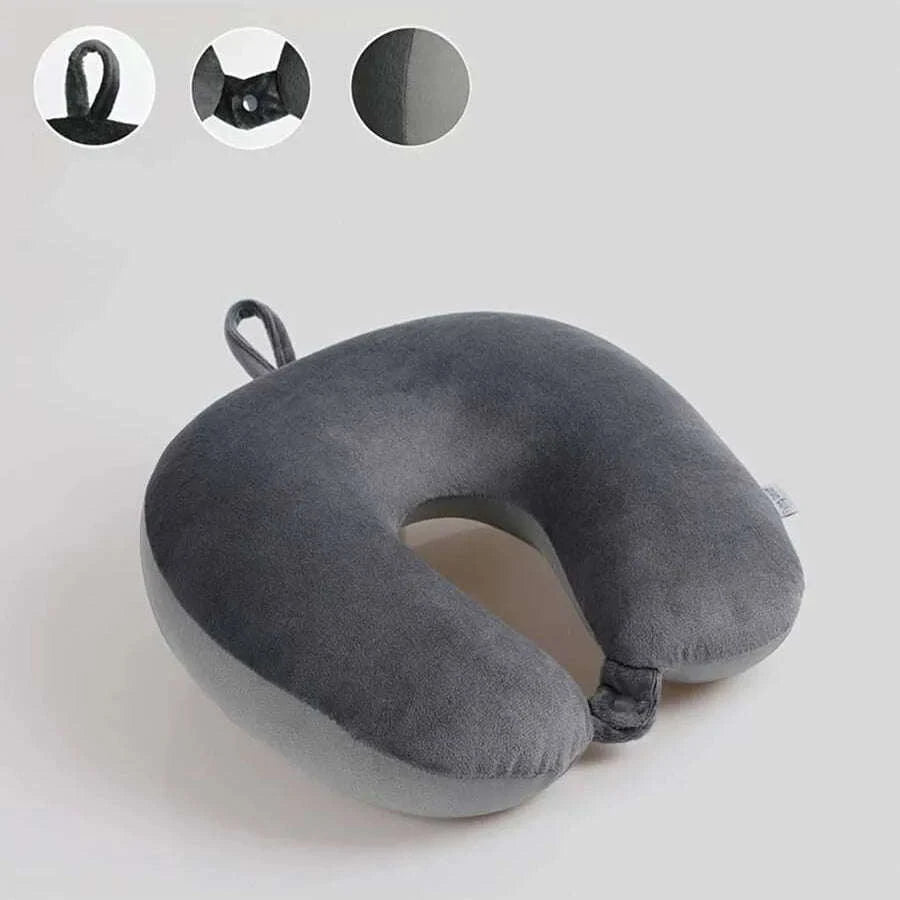 Soft Travel Pillow with Supportive Snap Strap-DARK GRAY / See below for size d