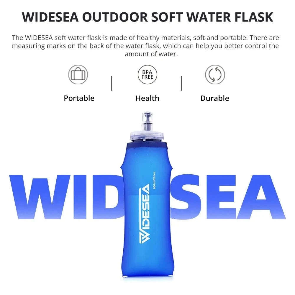 Soft Water Bottle Foldable Flask for Outdoor Sports-Blue