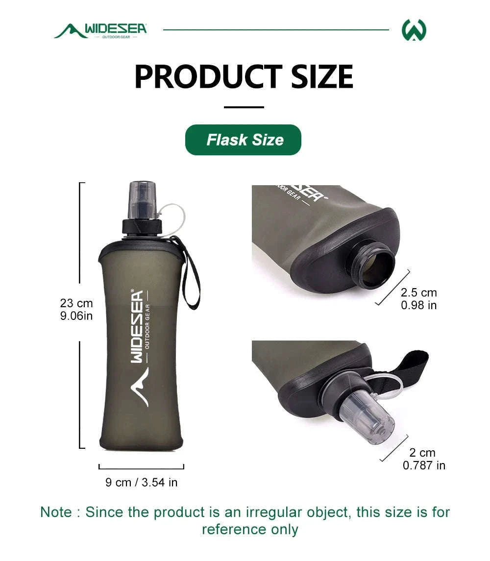 Soft Water Bottle Foldable Flask for Outdoor Sports-Blue