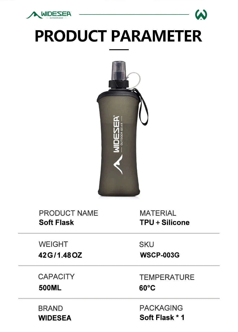 Soft Water Bottle Foldable Flask for Outdoor Sports-Blue
