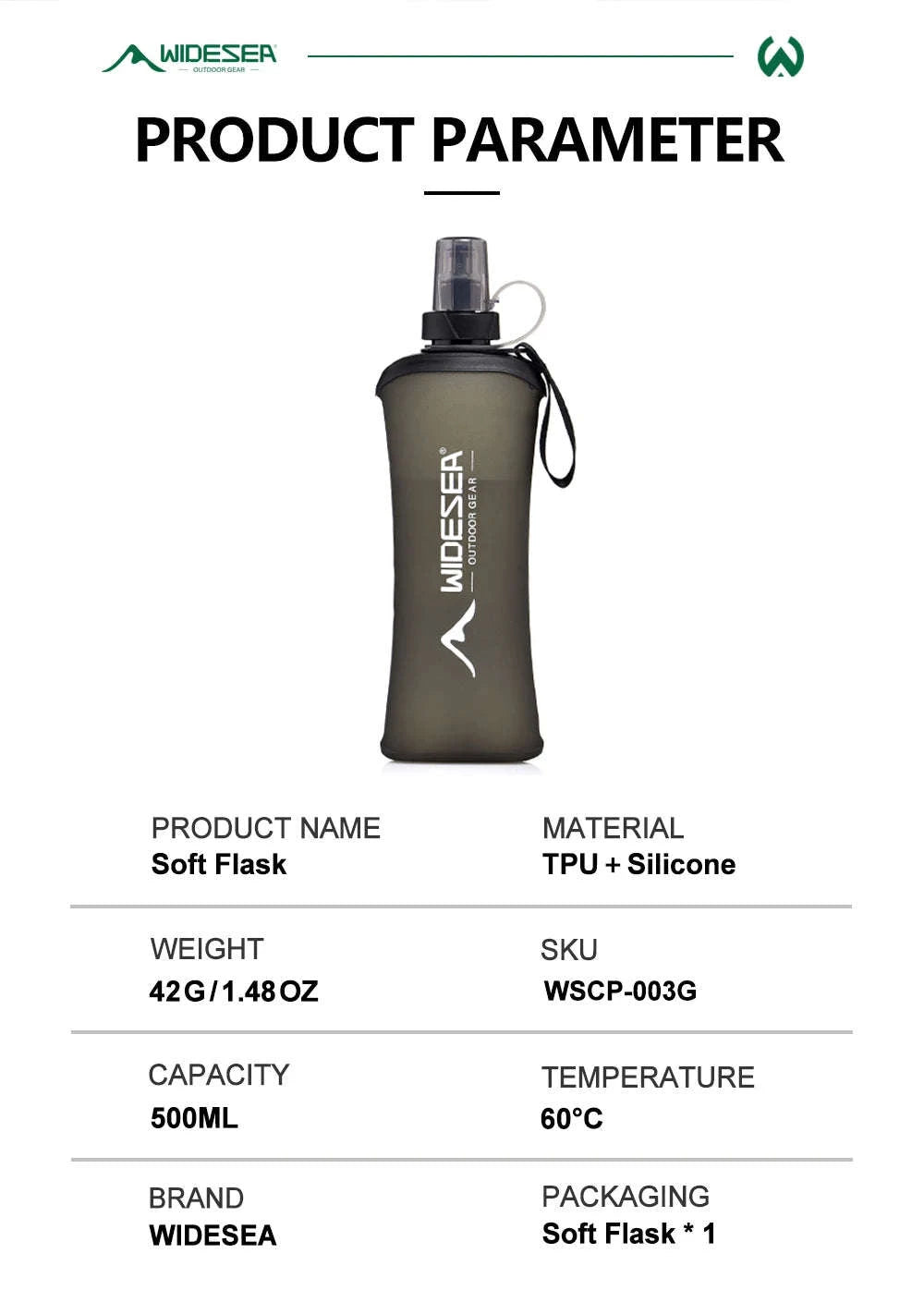 Soft Water Bottle Foldable Flask for Outdoor Sports-Blue