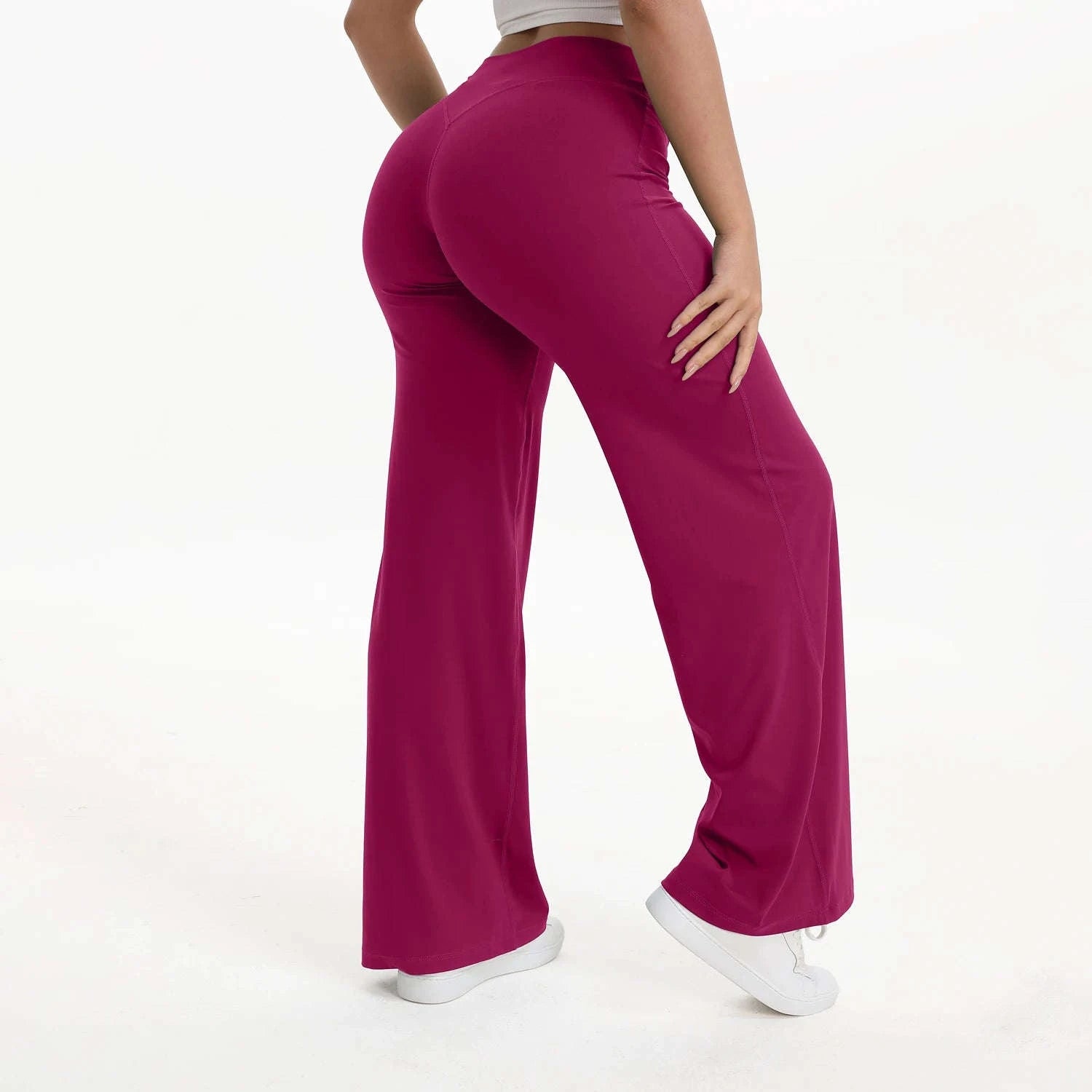 SoftMotion Straight Leg Women's Mid-Waist Yoga Pants-Blooming Roses / XL