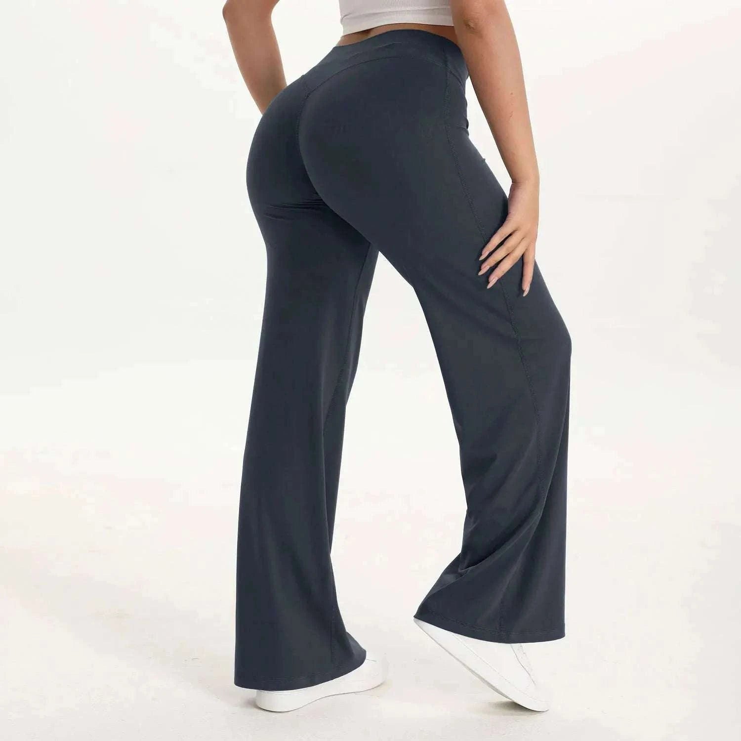 SoftMotion Straight Leg Women's Mid-Waist Yoga Pants-Blooming Roses / XS