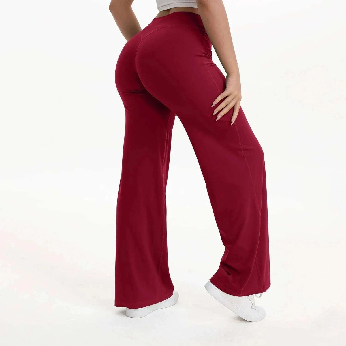 SoftMotion Women’s Mid-Waist Straight Leg Yoga Pants-Blooming Roses / XS