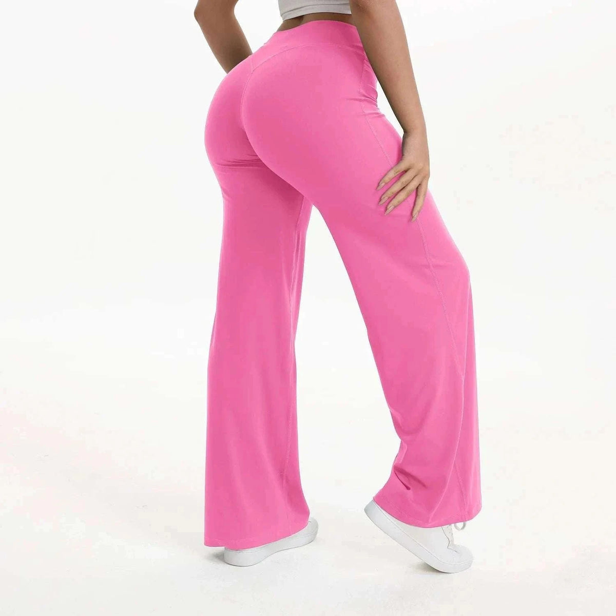 SoftMotion Women’s Mid-Waist Straight Leg Yoga Pants-Blooming Roses / XS