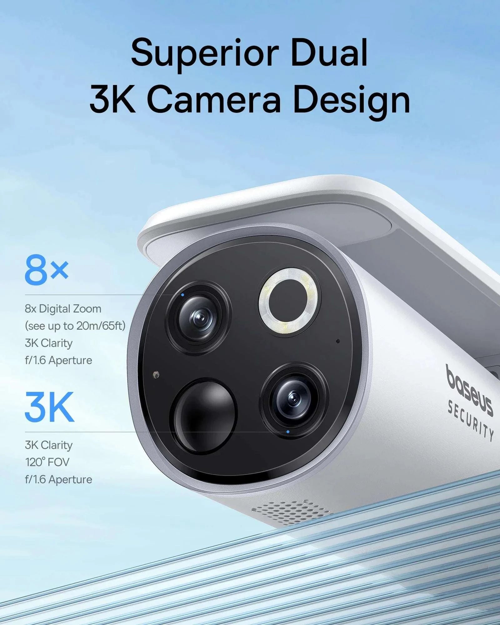 Solar 3K Wireless Outdoor Security Camera System Dual Lens 2 Pack-White / China Mainland