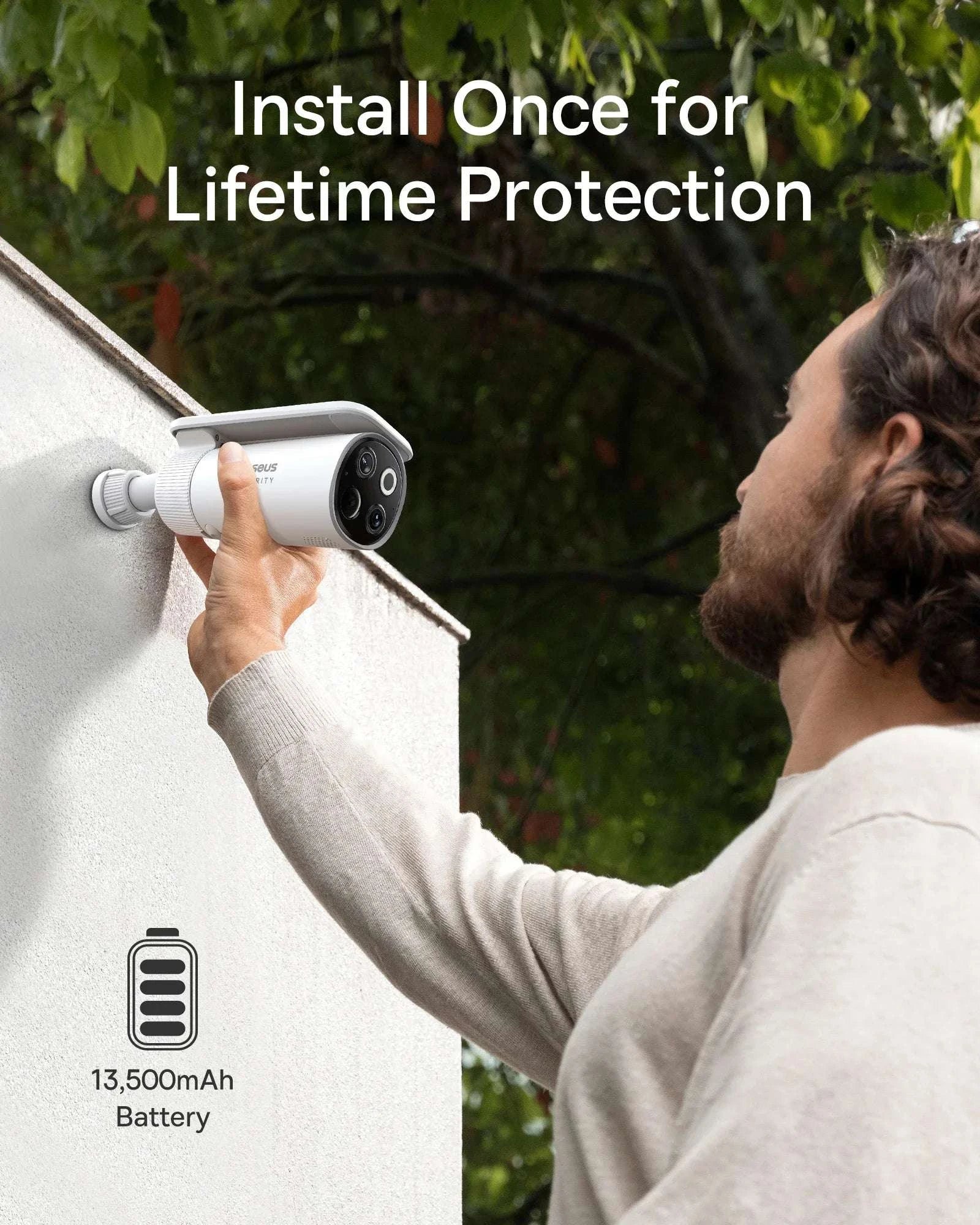 Solar 3K Wireless Outdoor Security Camera System Dual Lens 2 Pack-White / China Mainland