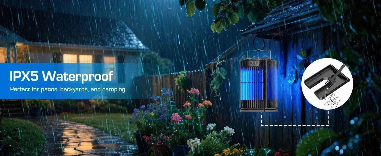 Solar Bug Zapper Outdoor 4200V Mosquito Killer with USB-C Charging-black / Blue / United States