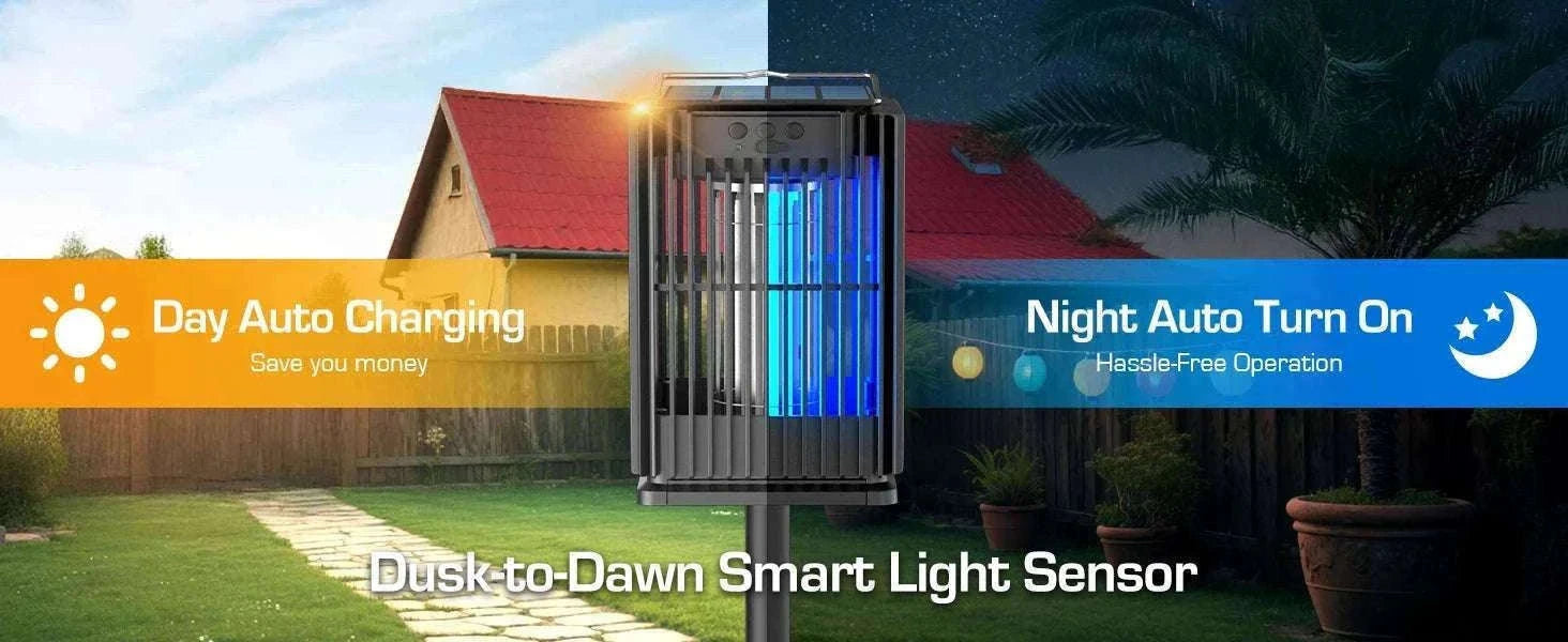 Solar Bug Zapper Outdoor 4200V Mosquito Killer with USB-C Charging-black / Blue / United States