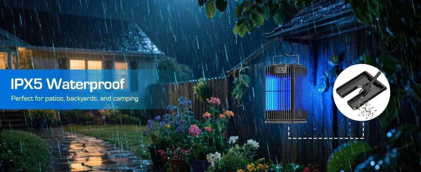 Solar Bug Zapper Outdoor 4200V Mosquito Killer with USB-C Charging-black / Blue / United States