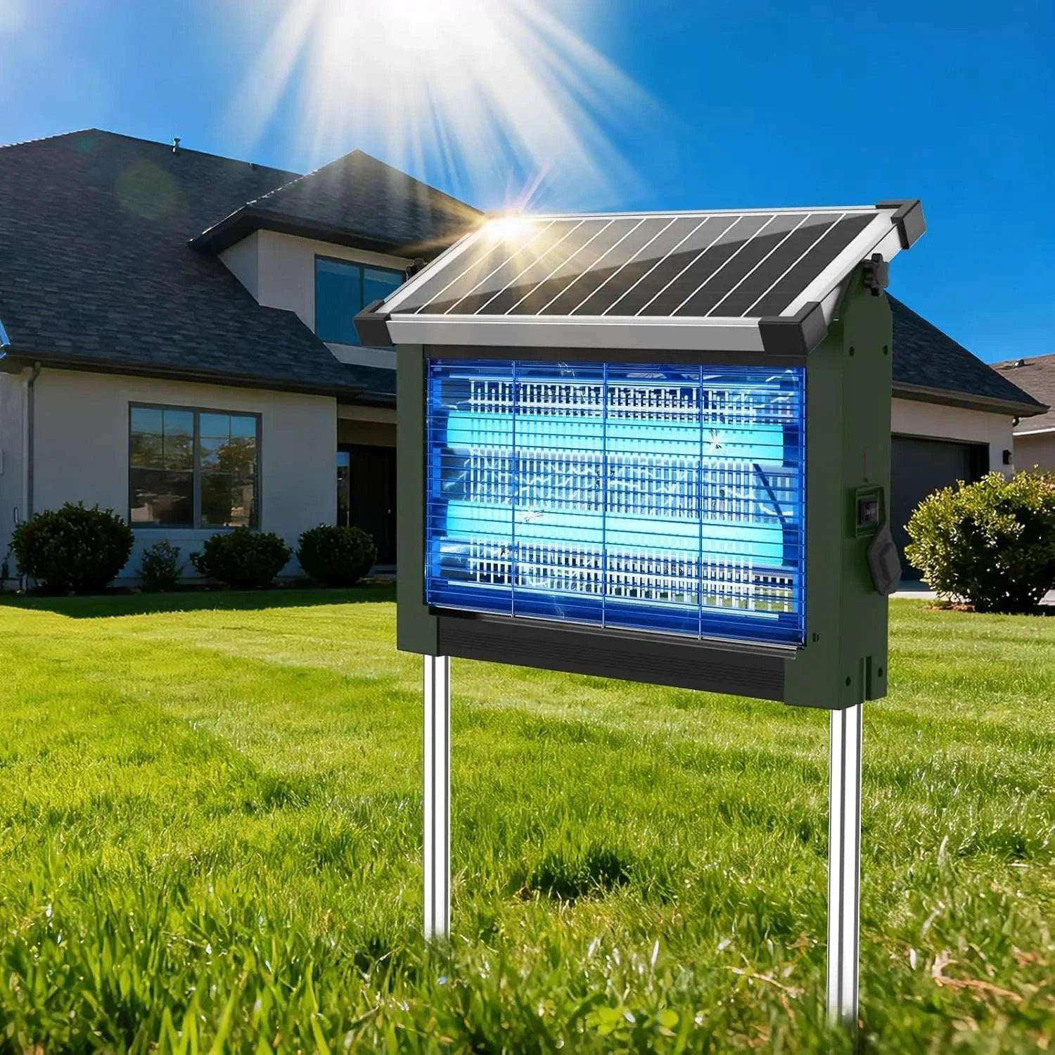 Solar Bug Zapper Outdoor 4500V Mosquito Killer with Auto Sensor-black / Blue / United States