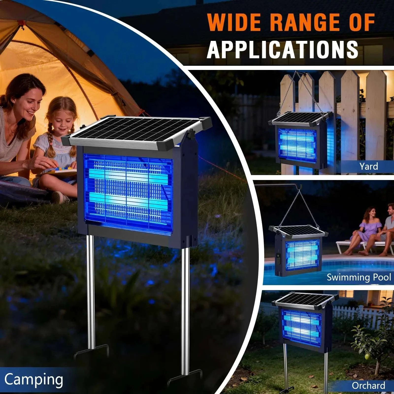 Solar Bug Zapper Outdoor 4500V Mosquito Killer with Auto Sensor-black / Blue / United States