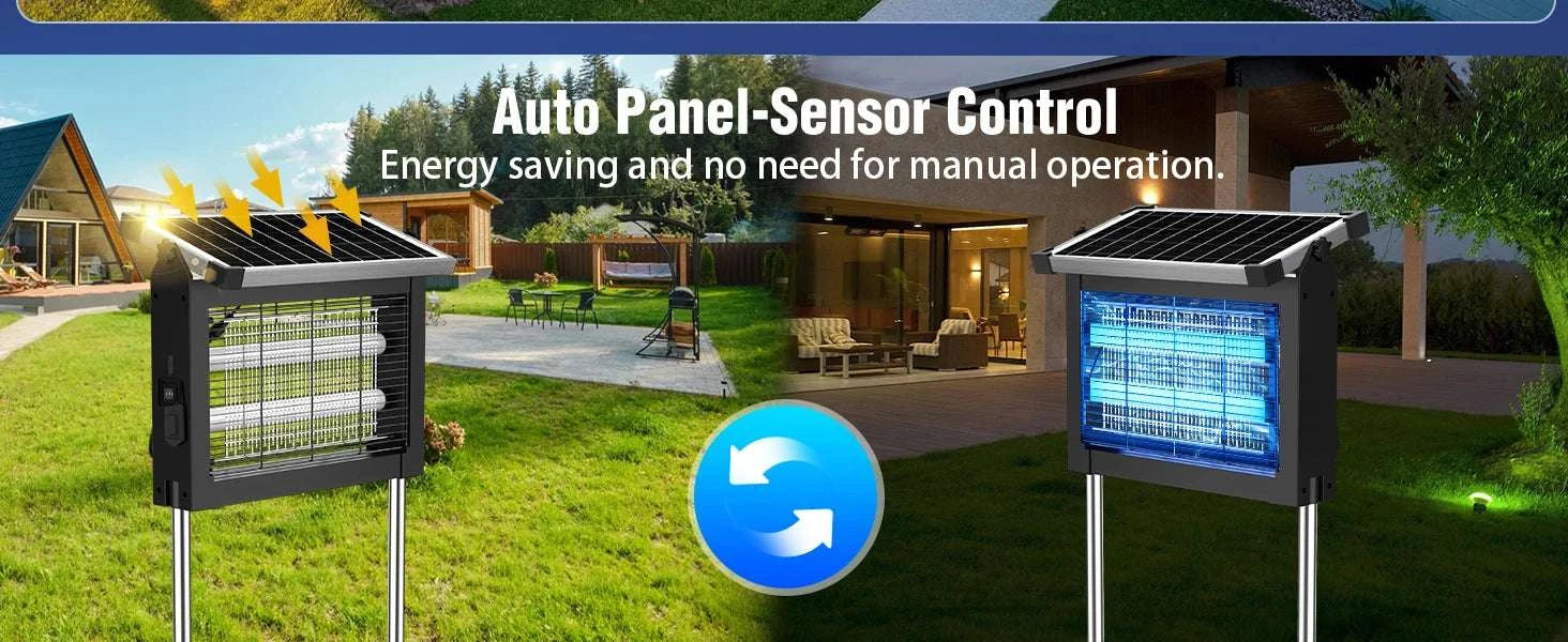 Solar Bug Zapper Outdoor 4500V Mosquito Killer with Auto Sensor-black / Blue / United States