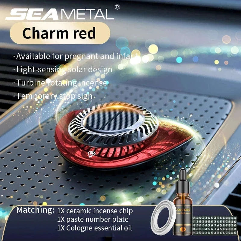 Solar Car Air Freshener with Hidden Parking Number Plate-red