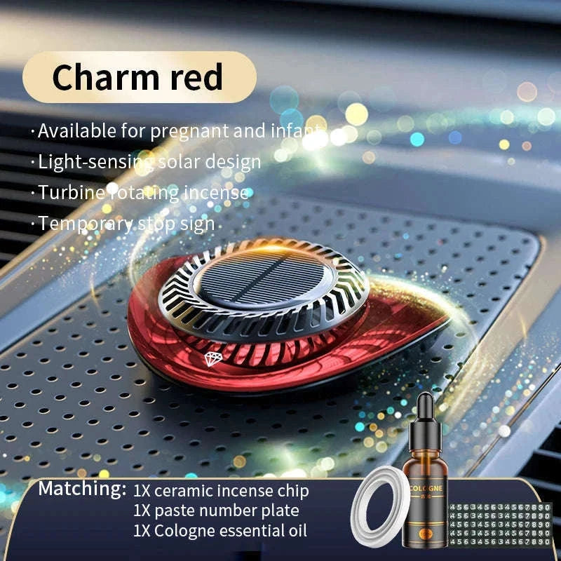 Solar Car Air Freshener with Hidden Parking Number Plate-red