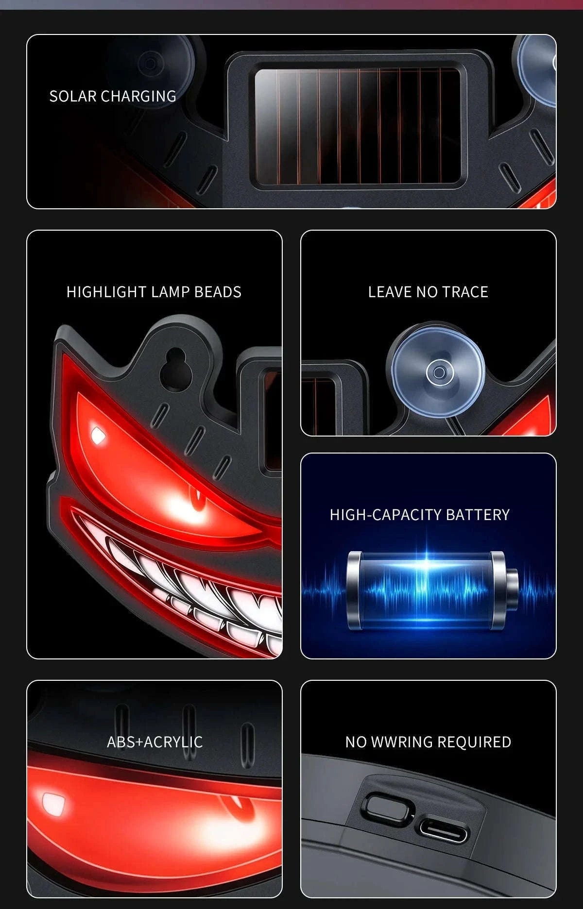 Solar Charging Dynamic LED Warning Decorative Light-Q3