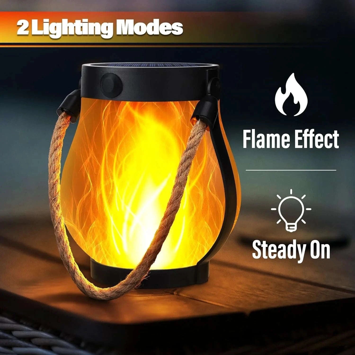 Solar Flame Rope Lantern Type-C Fast Charging Waterproof Hanging Lamp-1Pc