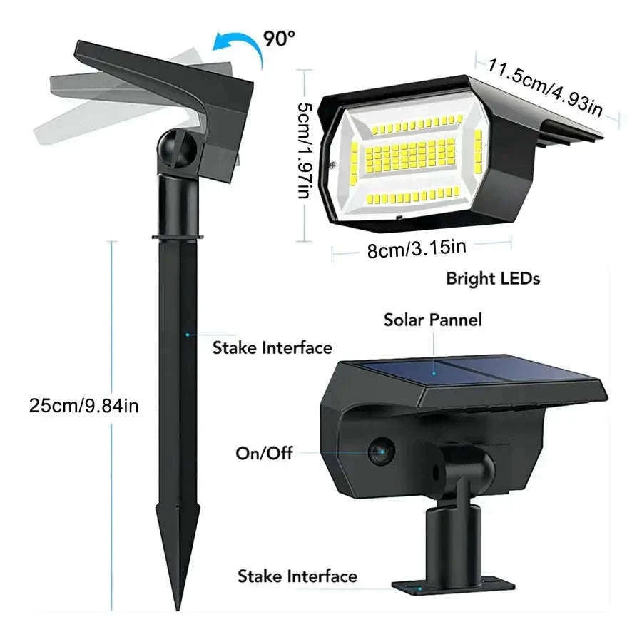 Solar Landscape Lights Outdoor Waterproof Spotlights, 72/68 LED-56LED Warm White / 1PC
