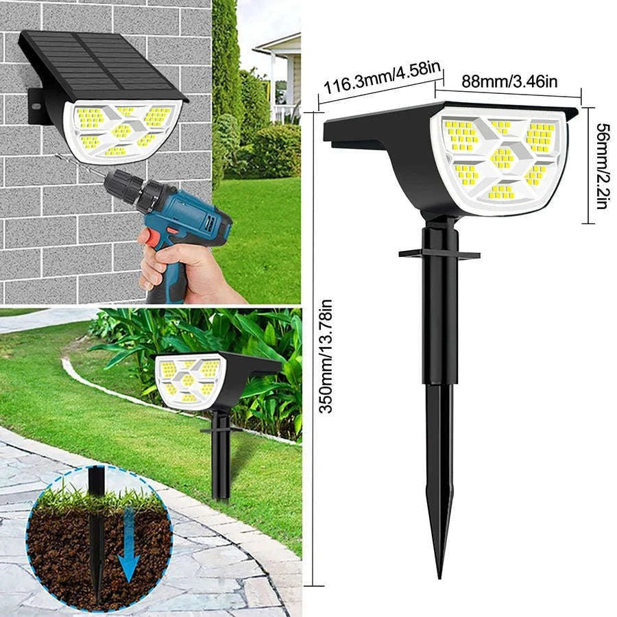 Solar Landscape Lights Outdoor Waterproof Spotlights, 72/68 LED-56LED Warm White / 1PC