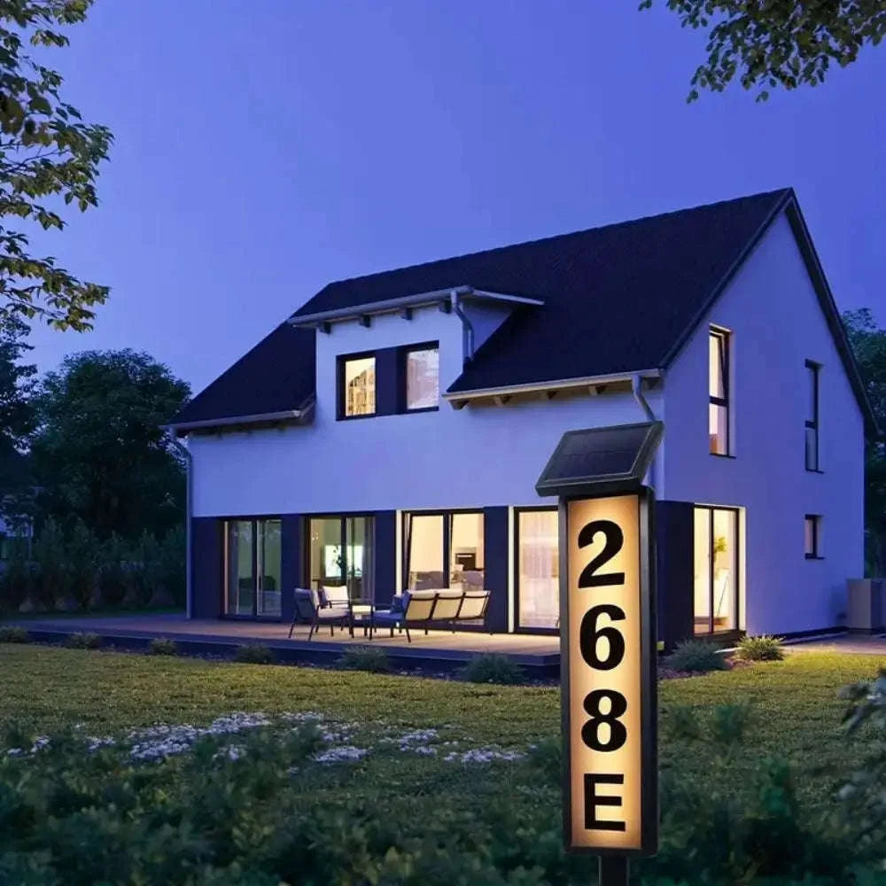 Solar LED House Number Sign with Auto Night Light & Dual Color-Solar address light / 6-10W / United States
