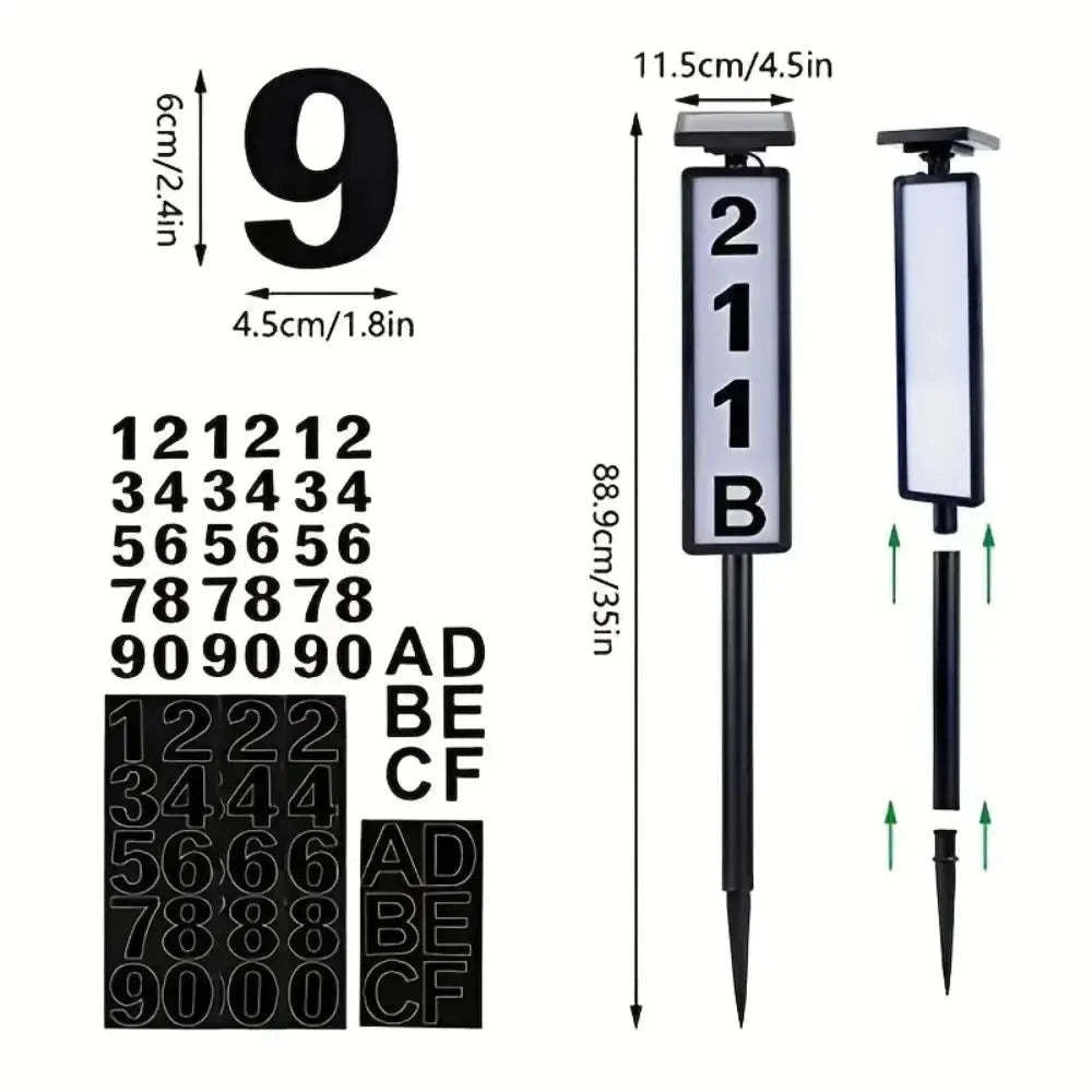 Solar LED House Number Sign with Auto Night Light & Dual Color-Solar address light / 6-10W / United States