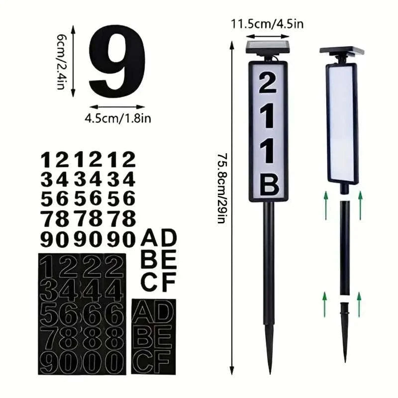 Solar LED House Number Sign with Auto Night Light & Dual Color-Solar address light / 6-10W / United States