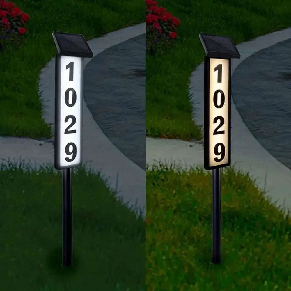 Solar LED House Number Sign with Auto Night Light & Dual Color-Solar address light / 6-10W / United States