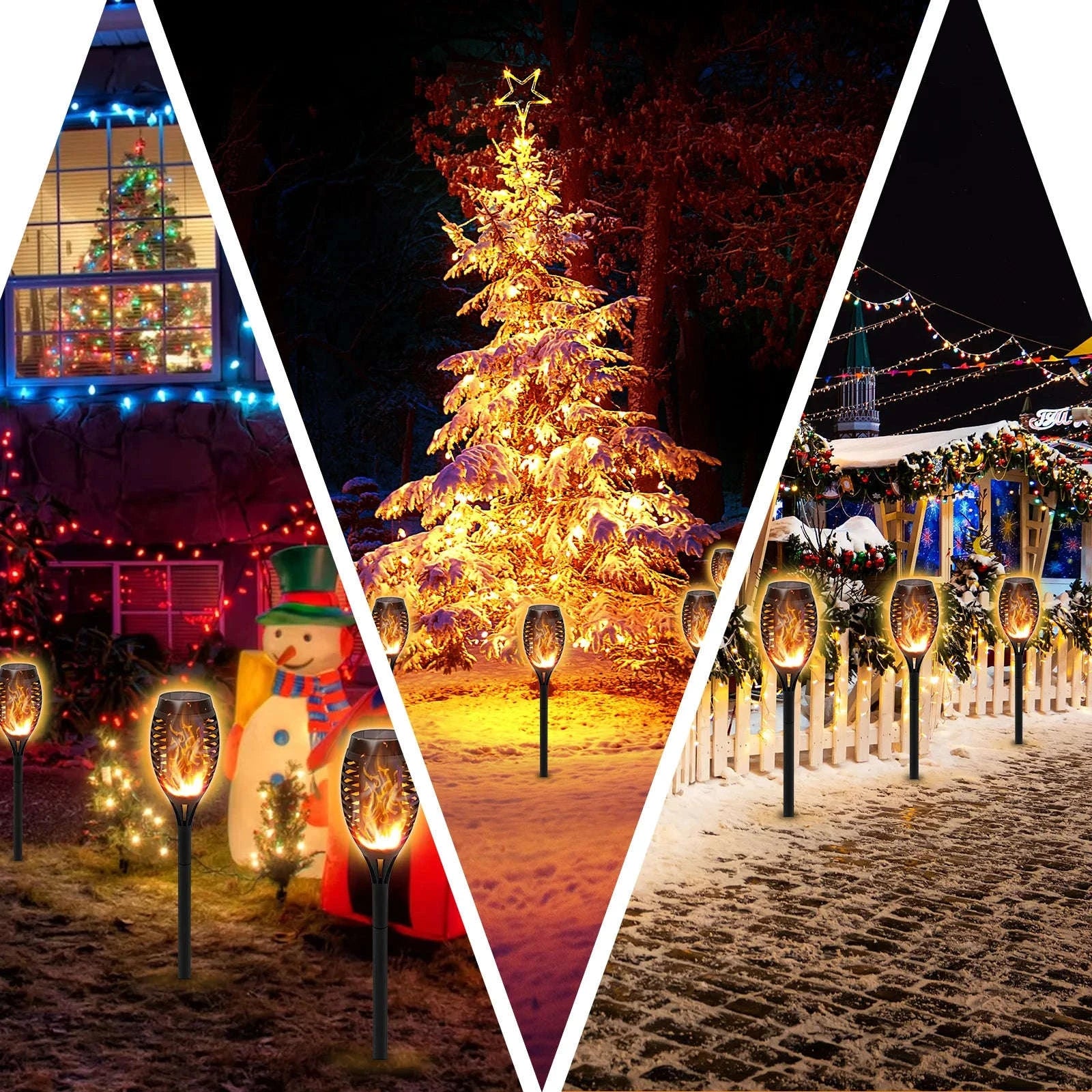 Solar Lights Outdoor LED Torch Lights with Flickering Flame-12Pack / United States