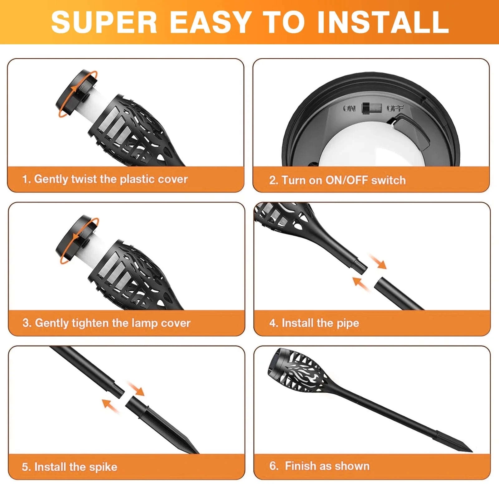 Solar Lights Outdoor LED Torch Lights with Flickering Flame-12Pack / United States