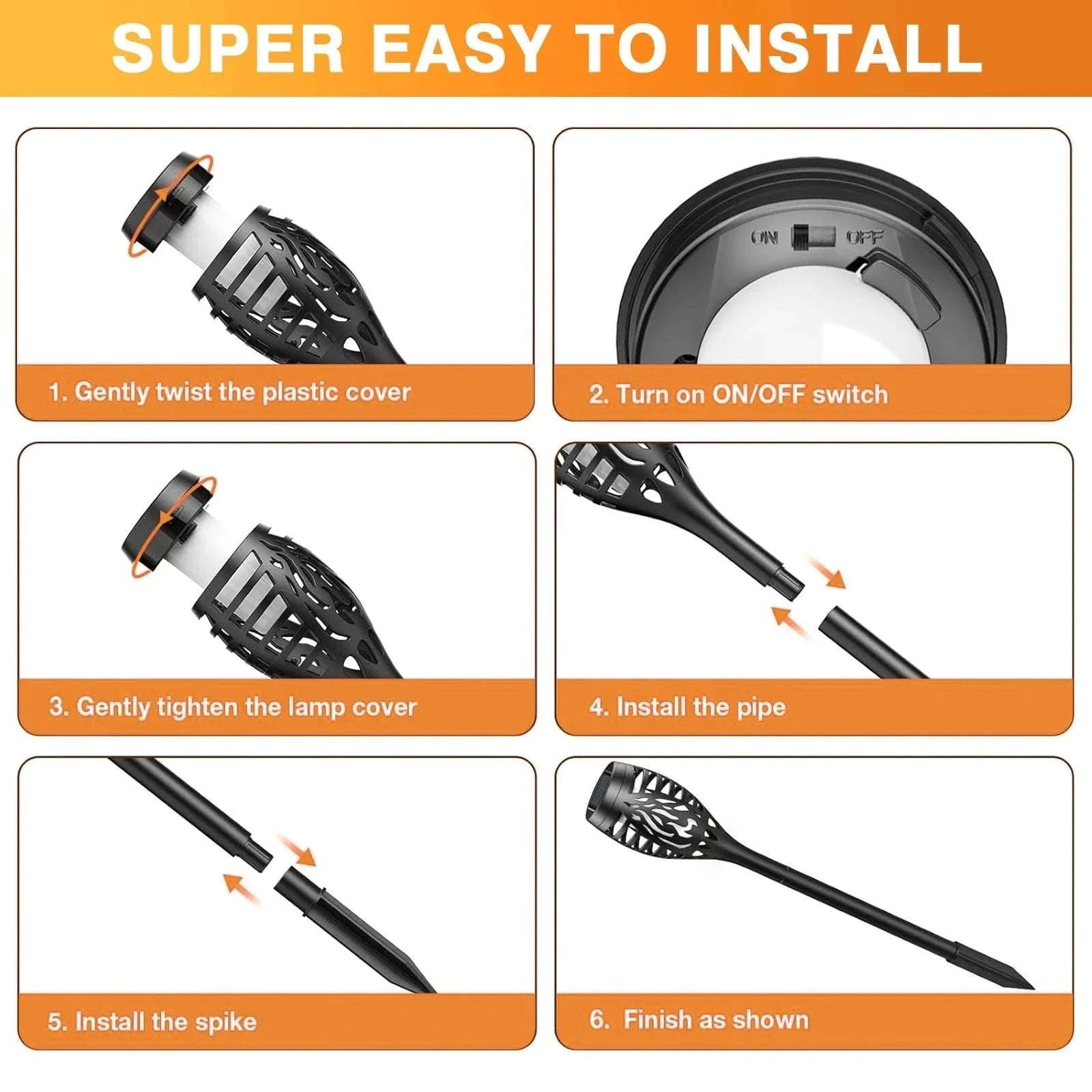 Solar Lights Outdoor LED Torch Lights with Flickering Flame-12Pack / United States