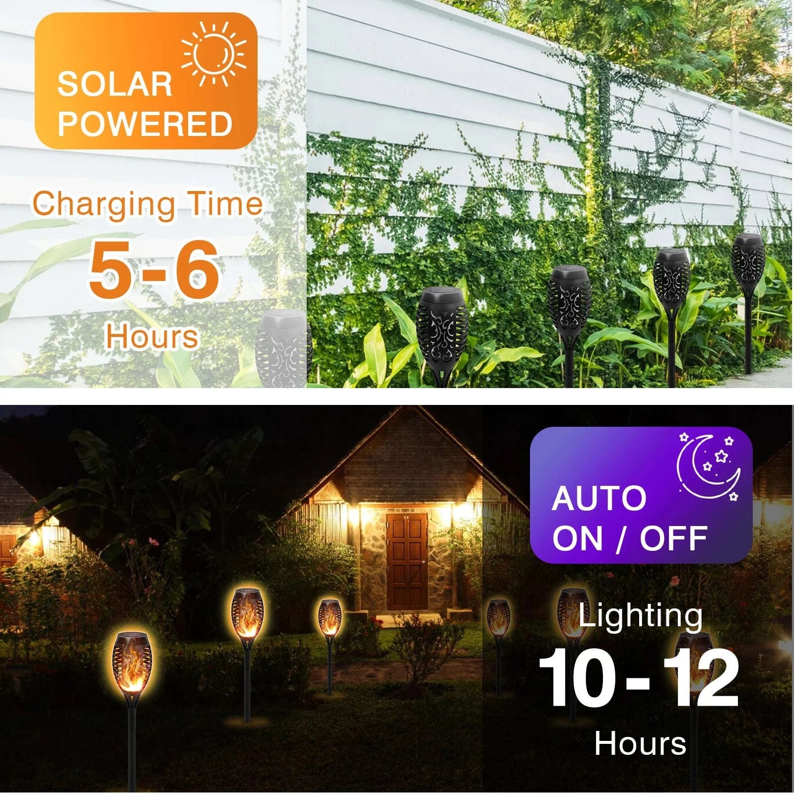 Solar Lights Outdoor LED Torch Lights with Flickering Flame-12Pack / United States