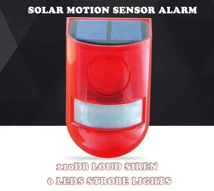 Solar Motion Sensor Alarm with 110dB Siren and Strobe Light-Orange