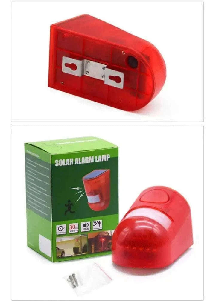 Solar Motion Sensor Alarm with 110dB Siren and Strobe Light-Orange