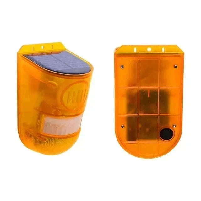 Solar Motion Sensor Alarm with 110dB Siren and Strobe Light-Orange