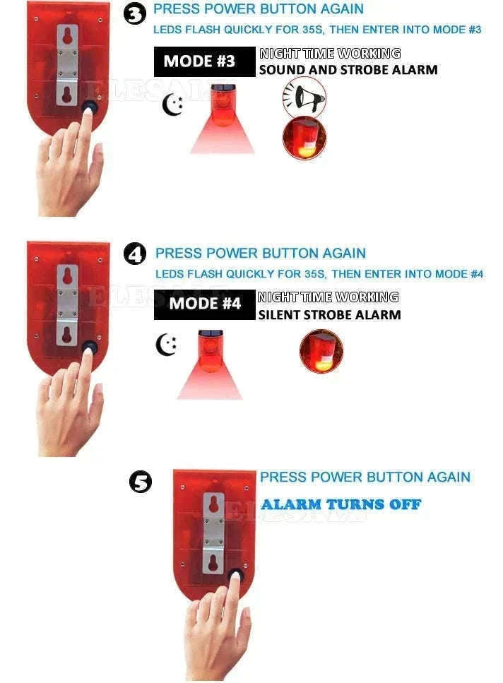 Solar Motion Sensor Alarm with 110dB Siren and Strobe Light-Orange
