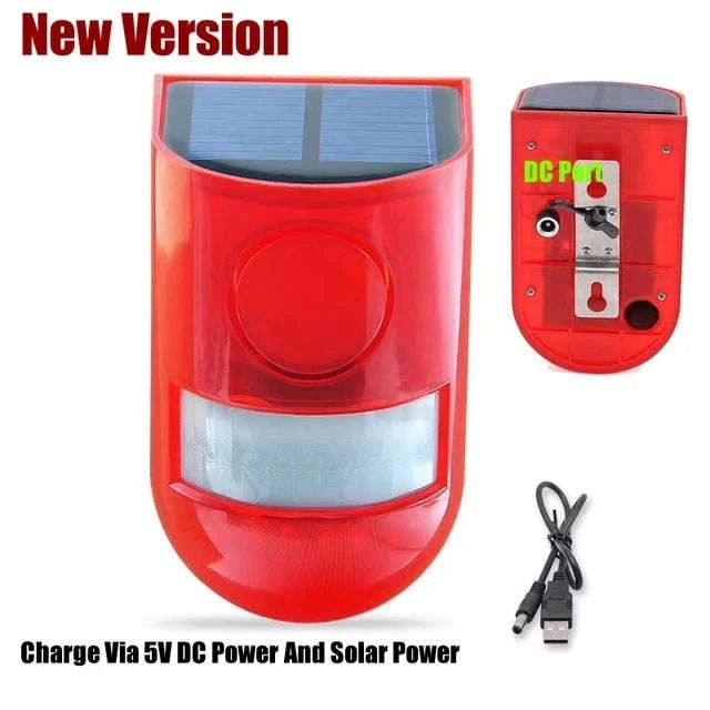 Solar Motion Sensor Alarm with 110dB Siren and Strobe Light-Orange
