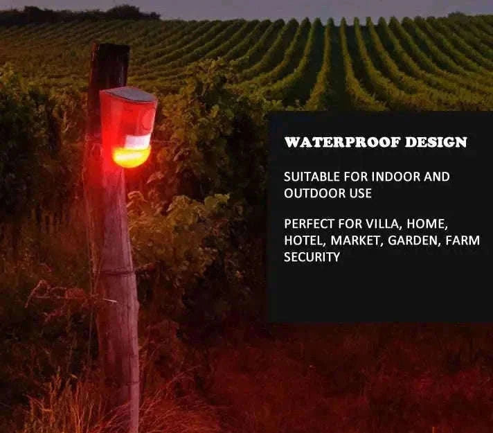 Solar Motion Sensor Alarm with 110dB Siren and Strobe Light-Orange