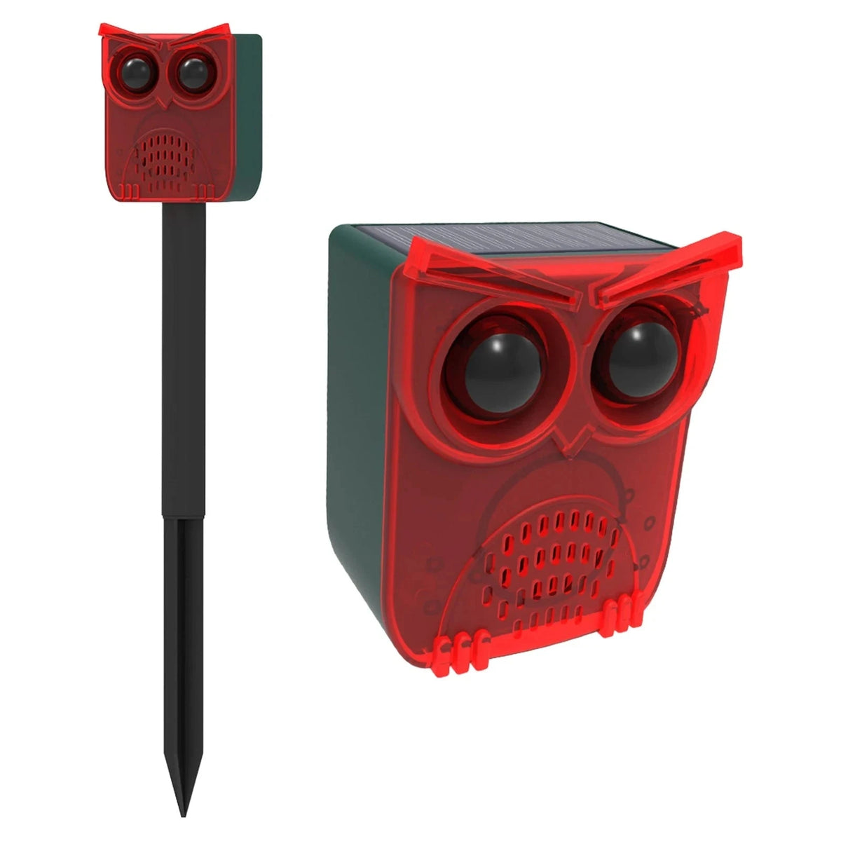 Solar Motion Sensor Alarm with Dog Barking & Gunshot Sounds-Red
