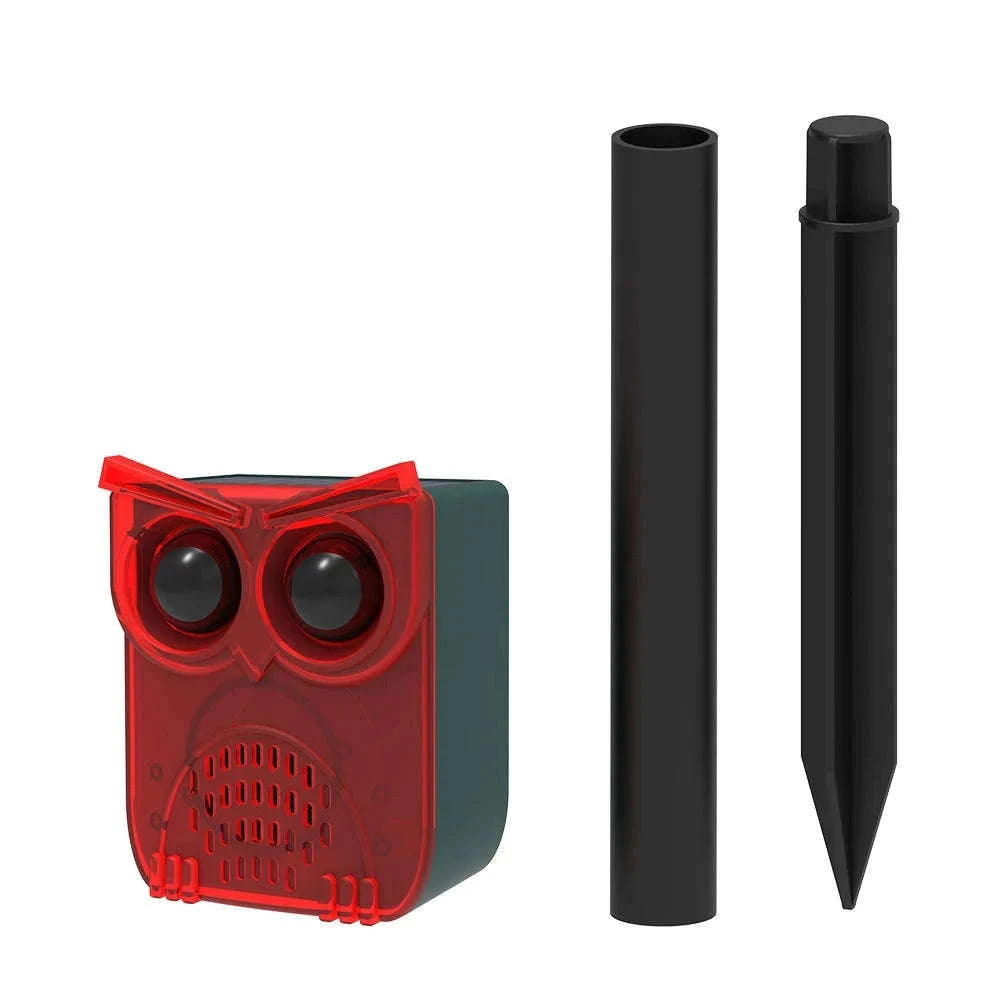 Solar Motion Sensor Alarm with Dog Barking & Gunshot Sounds-Red