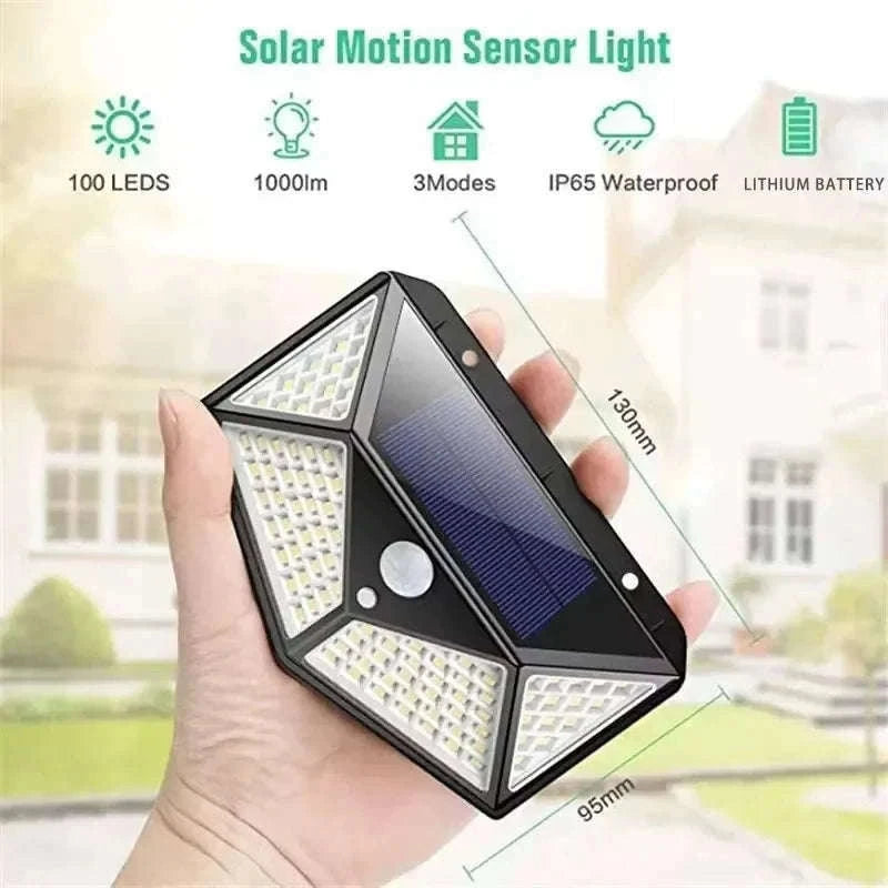 Solar Motion Sensor Lamp for Outdoor Spaces-100 LED