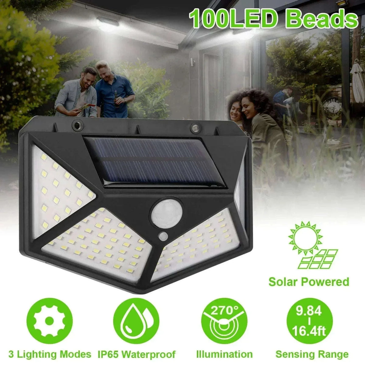 Solar Motion Sensor Lamp for Outdoor Spaces-100 LED
