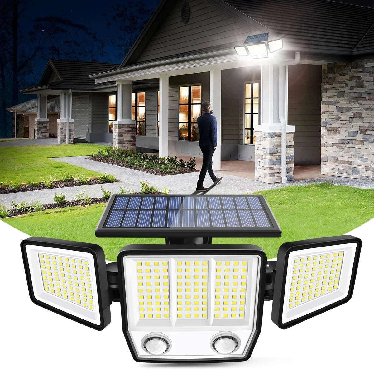 Solar Motion Sensor Light with Adjustable Heads and Wide Coverage-1pcs Style2