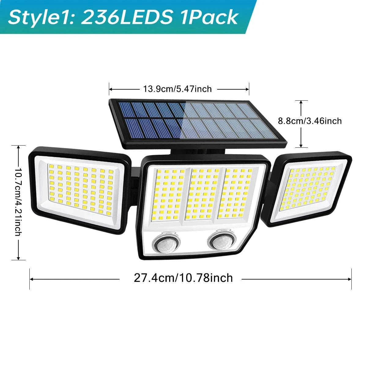 Solar Motion Sensor Light with Adjustable Heads and Wide Coverage-1pcs Style2