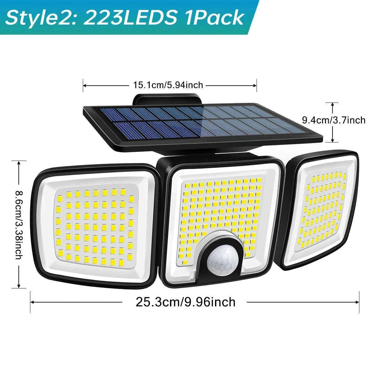 Solar Motion Sensor Light with Adjustable Heads and Wide Coverage-1pcs Style2